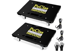 PUCISS Furniture Dolly - 2 Pack Furniture Movers with Wheels, 500 Lbs Capacity, Moving Dolly with Rope and Gloves, Portable and Light Dollies for Moving Heavy Furniture (Black - 2 Pack)