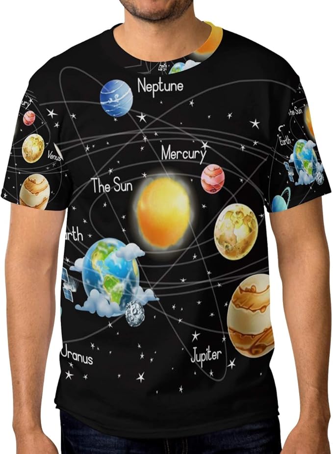 T Shirt for Men Boys Mysterious Universe Galaxy Solar System Colorful
