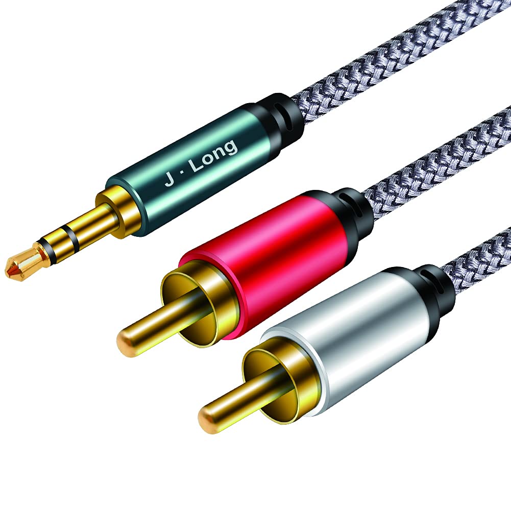 3.5 mm to 2 RCA Adapter Cable 10M,J•LONG 3.5mm Male to 2 RCA Male Aux Audio Cable Cord 3.5mm Stereo Jack to 2RCA Plugs Connector for Speakers, MP3 Player, Smartphone, Tablet, Laptop and More (10M)