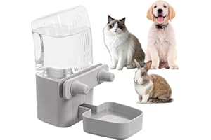 Kenond 50 oz Rabbit Water Dispenser,Gravity Dog Water Bowl Dispenser for Cage,Auto Water Bottle for Ferret,Cat,Dog and Other Animals, Compatible with Widemouth Cages, Wire Cages and Crates(Gary)