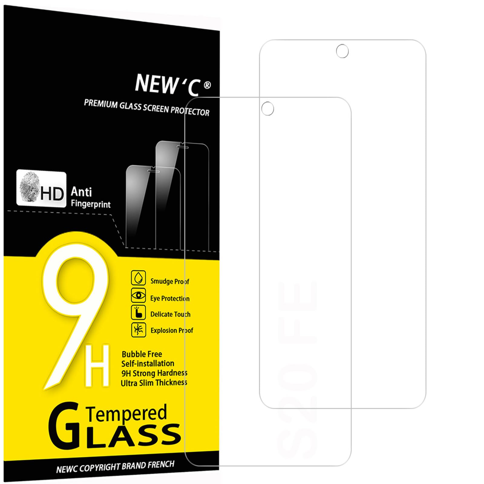 NEW'C 2 Pack Designed for Samsung Galaxy S20 FE / S20 FE 5G Screen Protector Tempered Glass, Case Friendly Anti Scratch Bubble Free Ultra Resistant