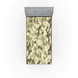 Ambesonne Camo Fitted Sheet, Old Fashioned