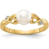 FB Jewels 14K Gold with Diamond and Freshwater Cultured Pearl Polished Ring