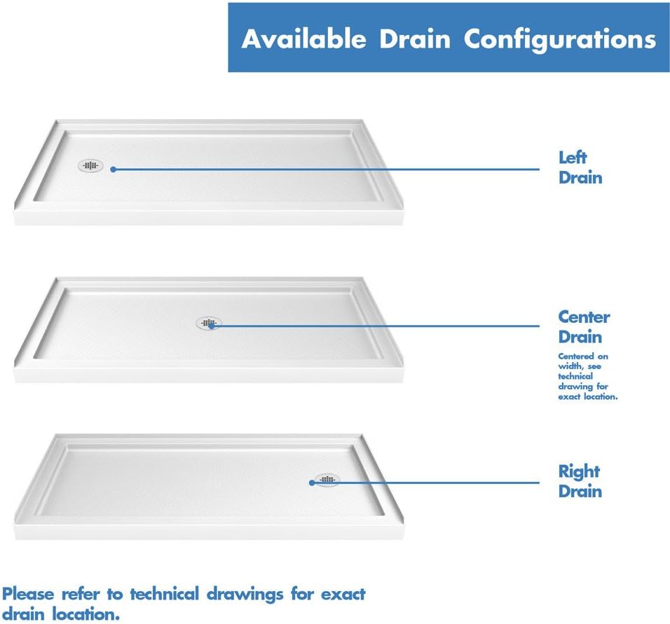 DreamLine SlimLine 30 in. D x 60 in. W x 2 3/4 in. H Right Drain Single