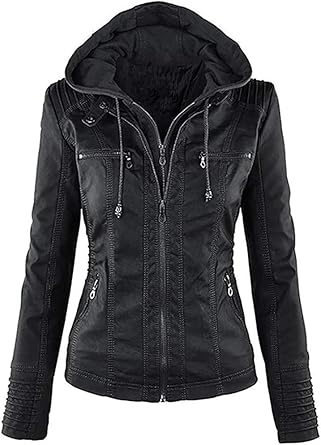 womens leather jacket with removable hood