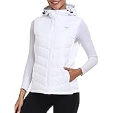 MoFiz Women's Puffer Vest Lightweight Hooded Warm Fleece Lined Hybrid Softshell Hiking Winter Sleeveless Zip Vest