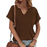 Womens V Neck T Shirts Casual Loose Tees Trending Now Summer Short Sleeve Tops