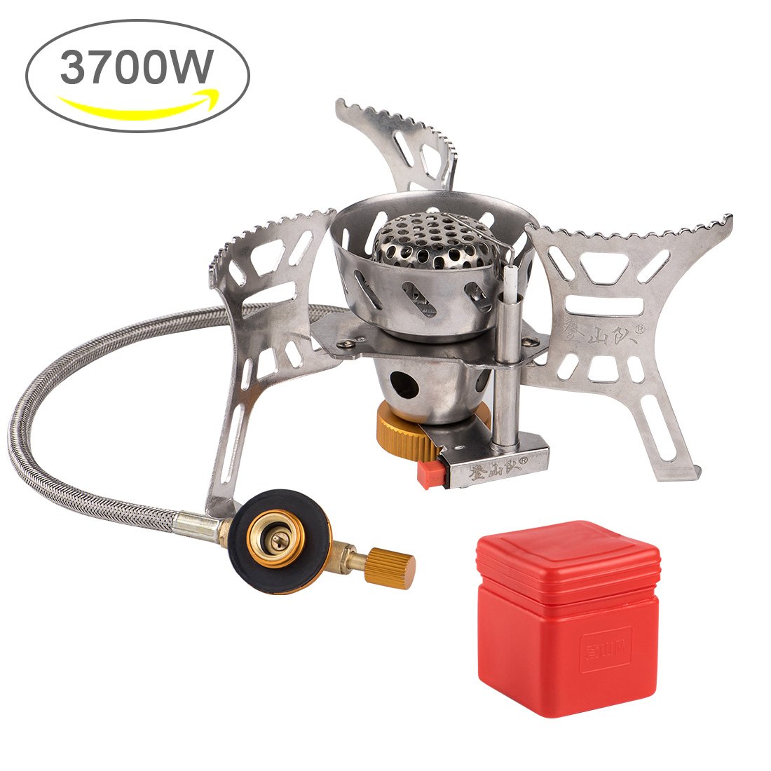 Camping Gasherd Portable 3700W Big Power Winddicht Campingkocher Faltbar mit Bequeme Piezo Zündung, Durable Split Ofen Herd mit Tragetasche für Outdoor Kochen, Camping, Backpacking-Silber