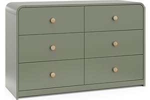 Storkcraft Santos 6-Drawer Dresser (Olive with Natural) - GREENGUARD Gold Certified, 6 Drawer Dresser with Interlocking Drawe