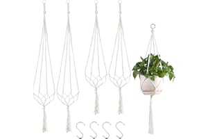 4 Pack Macrame Plant Hanger, 39''+31'' Plant Hangers with 4 Hooks Hanging Pots for Plants Indoor Outdoor Home Garden Balcony 