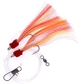 Shrimp Fly Rigs Hook Size 5/0, Yellow Red Color, 10 Pcs | for Deep Sea Saltwater Fishing, Rockfish, Snapper, Cod &amp; Bottom Fishing