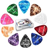 ROTOPATA 15 Pack Guitar Picks Variety Pack with Organizer Box | Colorful Celluloid Picks in Thin Medium Heavy Gauges, 0.5mm 0.75mm 1.0mm for Acoustic Electric Guitar Bass Ukulele