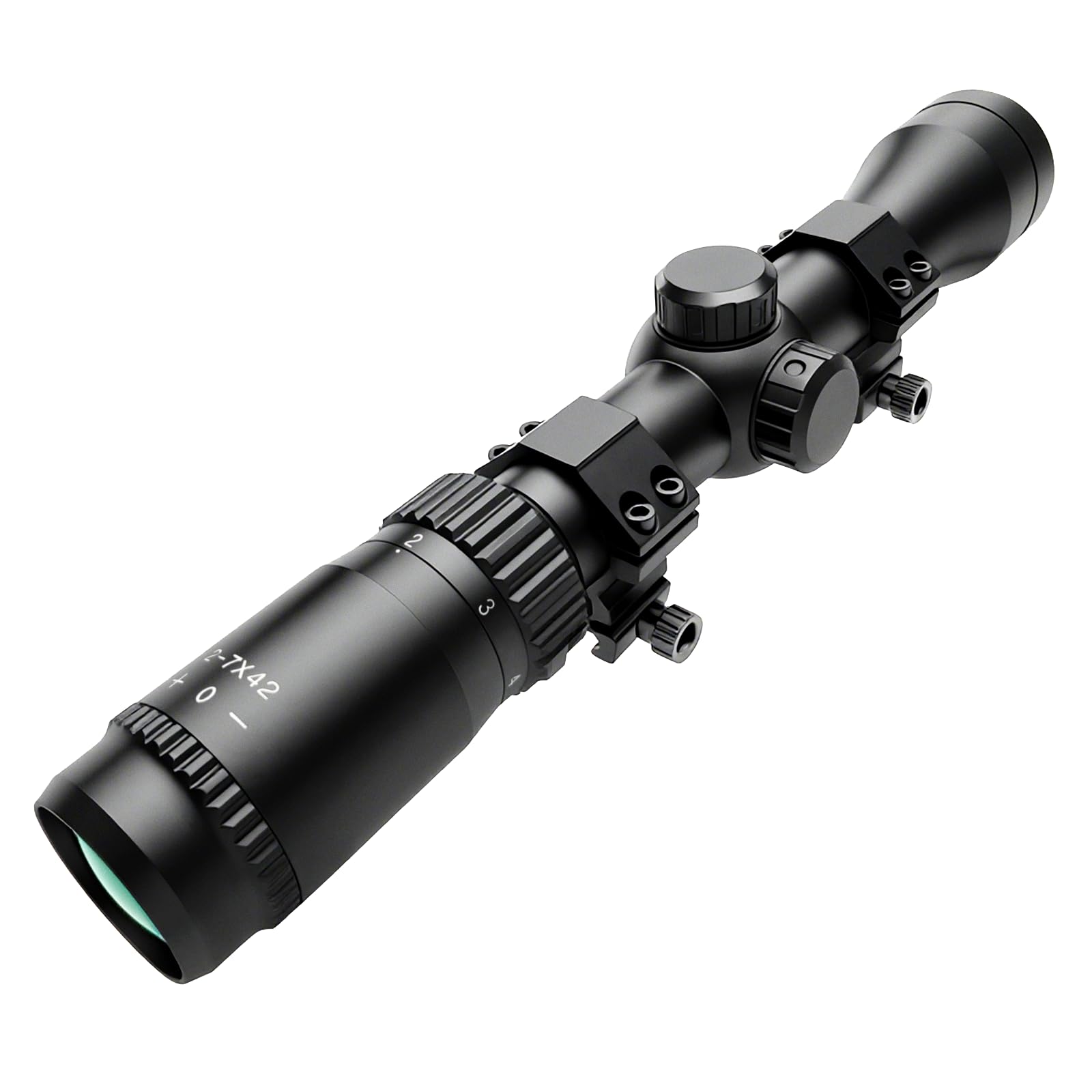 Photo 1 of Yatrouys Long Eye Relief Scout Scope 2-7X42 w/Weaver Scope Rings 30mm Tube Diameter Fits Mosin 1891/30 M39 M44 (Rangefinder Reticle)