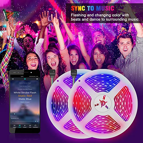 Led Strip Lights 65.6ft (2 Rolls of 32.8ft) 360 Lamp Beads Smart Light Strips with App Control RGB Led Lights for Bedroom，Music Sync Color Changing Lights for Room Party