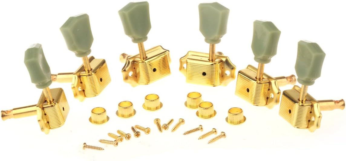 Musiclily 3R3L Vintage Guitar Tuners Machine Heads Tuning Keys Pegs Set for Les Paul Style Electric Acoustic Guitar,Gold