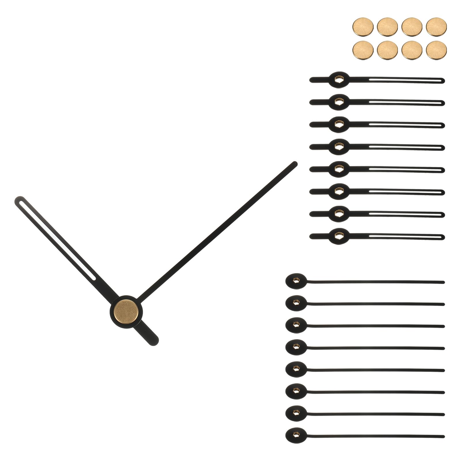 PATIKIL Replacement Clock Hands Kit, 8 Set Replacement Clock Hands Kits Clock Mechanism Movement Aluminum Wall Clock Hands Parts Replacement for Wall Clock Repair DIY, Black, A22