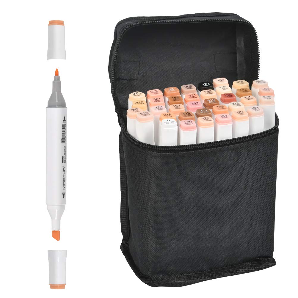 Buy FOCCTS 36 Colors Skin Color Markers Dual Tip Marker Pen Alcohol Based Marker with Carry Case