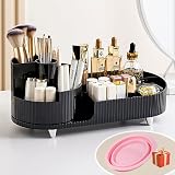 Bulla 360 Rotating Makeup Organizer, 5 Compartments, ABS Black Storage