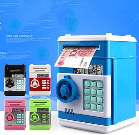 Amazon Co Jp 子供漫画電子マネー銀行セキュリティ貯金箱ミニatmパスワードコインお金貯金箱スマート音声おもちゃの金庫 B 文房具 オフィス用品