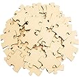 Bright Creations 50 Blank Wooden Puzzle Pieces for Crafts, DIY Art Projects, 3x3.5 Unfinished Freeform Jigsaw Wood Puzzles to Draw On
