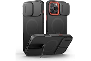 SURITCH for iPhone 16 Pro Max Case with Magnetic Camera Slide Cover and Adjustable Kickstand, Compatible with MagSafe, Shockproof Bumper Case Slim Protective Cover 6.9 Inch, Black
