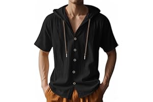XYKJFIT Men's Linen Shirts Short Sleeve Casual Linen Shirts for Men Lightweight Button Down Summer Beach Shirt S-XXL