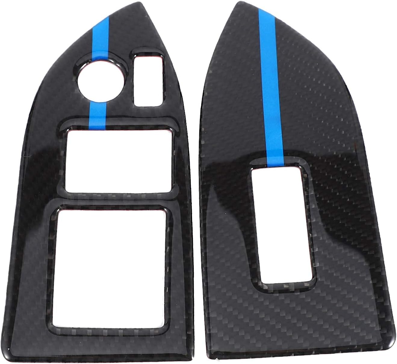 Semoic For Brz 86 Car Interior Refit Carbon Fiber Window Lift Button Decorative Frame Trd Sti Modification Sticker（Lhd Blue）