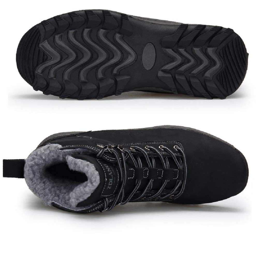 VANDIMI Winter Snow Boots for Men Waterproof Fur Lined Lace Up Hiking Shoes Warm Ankle Non Slip Boots