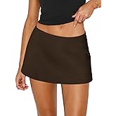 Pungdra Womens Micro Mini Skirt with Shorts Low Rise A-Line Skort for Women Formal Going Out Casual Athletic Tennis Outfits