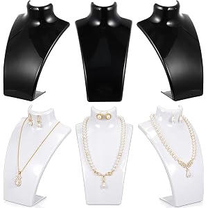 AceOrbit 6 Pcs Acrylic Necklace Display for Vendors, Jewelry Bust Stand Holder, 7.87 x 5.12 x 2.36 Inch Jewelry Display Manne