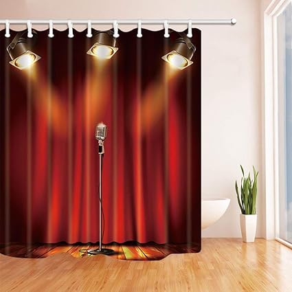 Amazon Com Gohebe Stage With Red Curtians Decor Microphone And