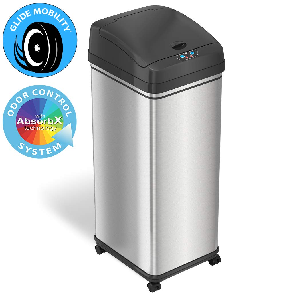 iTouchless Automatic Kitchen Bin and Office Garbage Can (Powered by