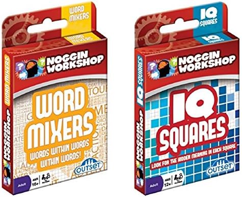 Noggin Workshop Word Mixers and IQ Square 2-Pack Bundle - Mind Traps, Riddles and Puzzles to Train and Entertain Your Mind for Teens and Adults