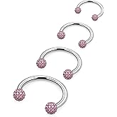 Hoeudjo Horseshoe Nose Ring Stainless Steel Horse Shoe Nose Rings for Women 20G Double Stud Nose Piercing Jewelry Ring Size 6/8/10/12MM