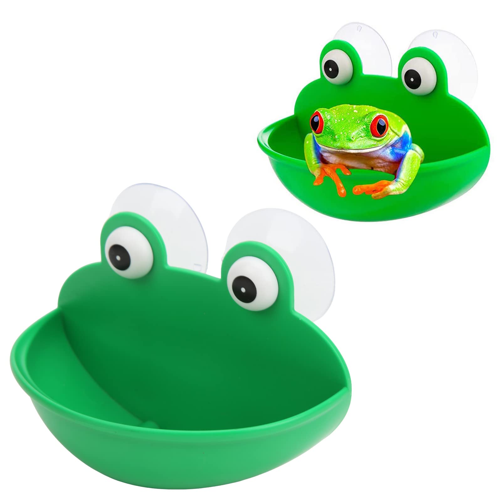 Frog Habitat with Suction Cups,Tree Frog Tank Accessories Set,Cute Amphibian Aquatic Frog Habitat Plastic Toad Tank Decoration Reptile Terrarium Plants Vine Aquarium Decor Kits for Tadpole Gecko