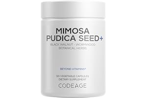 Codeage Organic Mimosa Pudica Seed Capsules - Mimosa Pudica Seeds Supplement - Black Walnut, Cloves, Vidanga, Neem, BioPerine - All in One - Sensitive Plant Pills - Non-GMO & Vegan - 120 Capsules