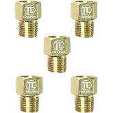 TL TOOLEGIN StoreBrass Inverted Flare Fitting, Brake Line Adapter, Male Connector, 3/16" Tube OD x 1/8" NPT Male, 5pcs