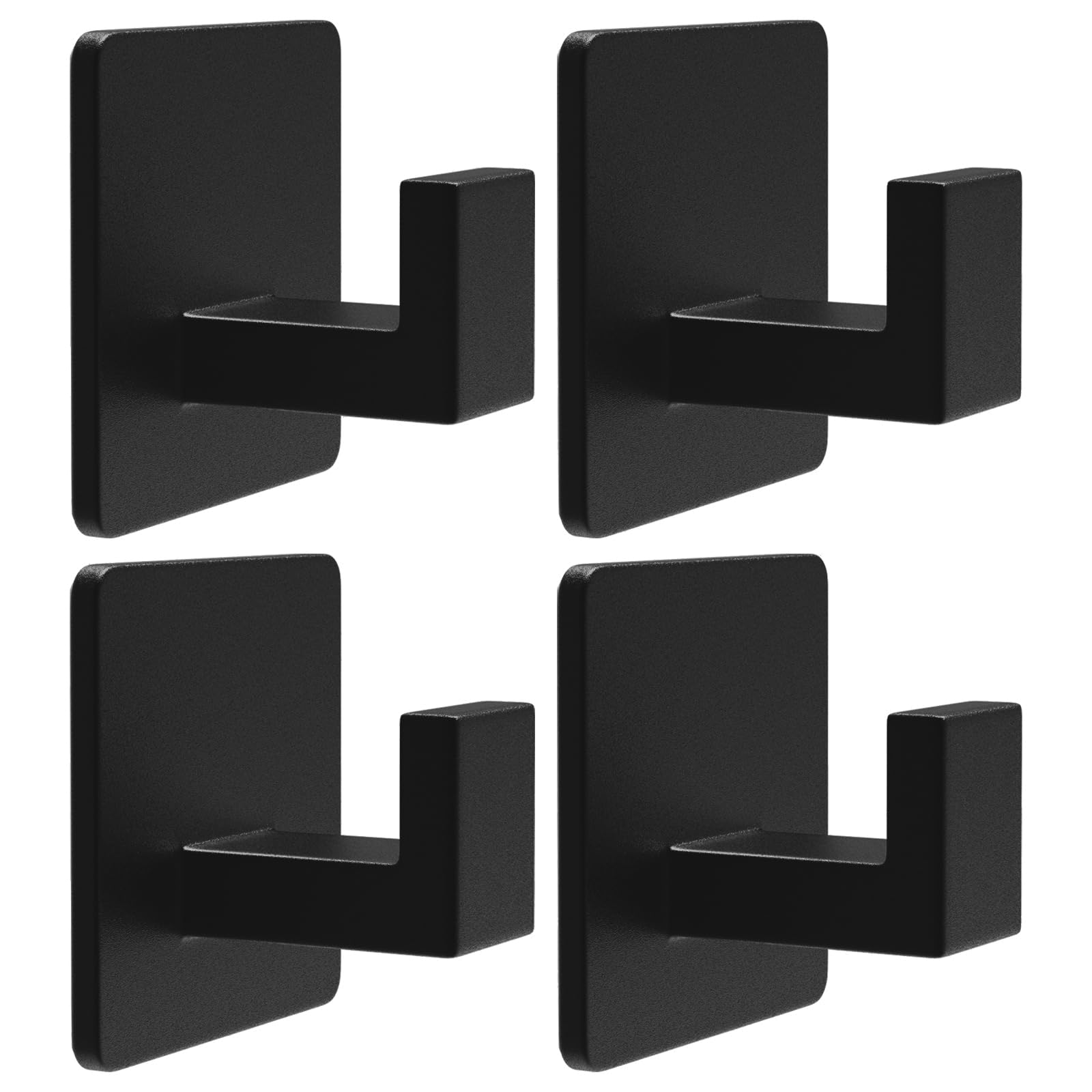 Photo 1 of VAEHOLD 4 Pack Adhesive Towel Hooks, Heavy Duty Wall Hooks Aluminum Hooks Stick on Door, Kitchen, Bathroom for Hanging Coat, Hat, Towel, Robe, Clothes (Black)