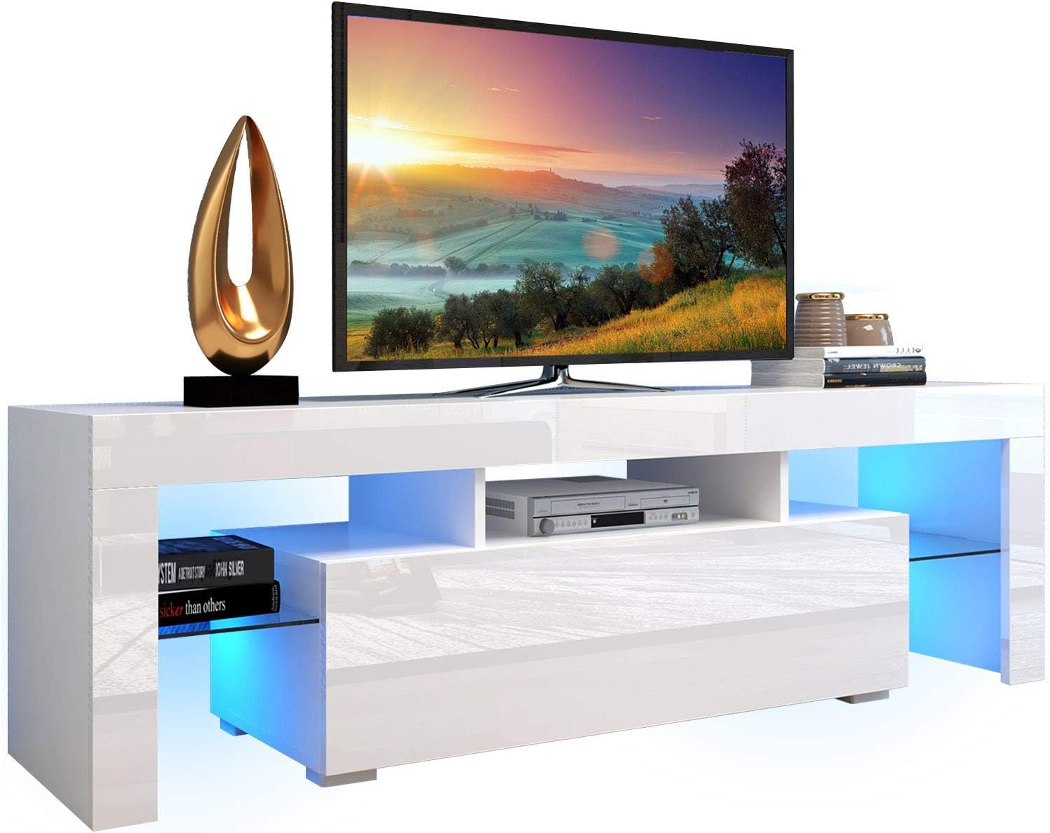 Best Quality Autsca Tv Stand Entertainment Center Television Stands With Led Color Effects Living Room Console Table Storage Cabinet For 55 Inch Tvs White First Time Reply Davincifootandankle Com