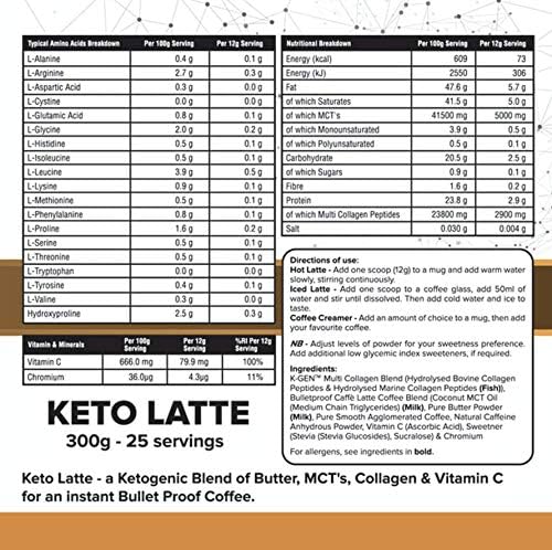 Instant Bulletproof Keto Coffee Creamer UK Made Collagen Latte, 300 g (Pack of 1) - Image 4