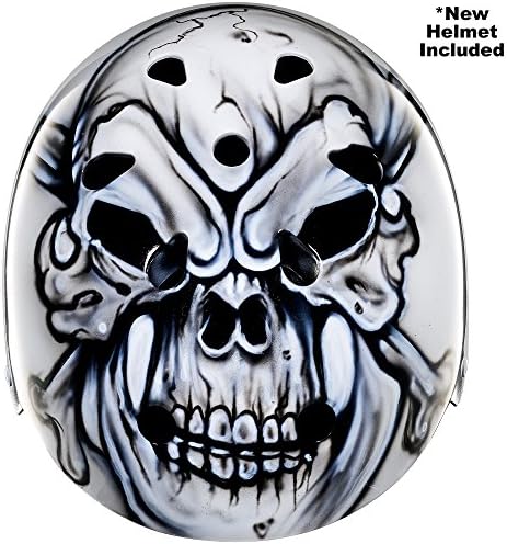 Triple Eight Helmet for Skate, Biking, Inline Skating, Rollerblading, Scooters | Custom Hand Painted Skull | Triple Eight Dual Certified Helmet with EPS Liner (Size L/XL)