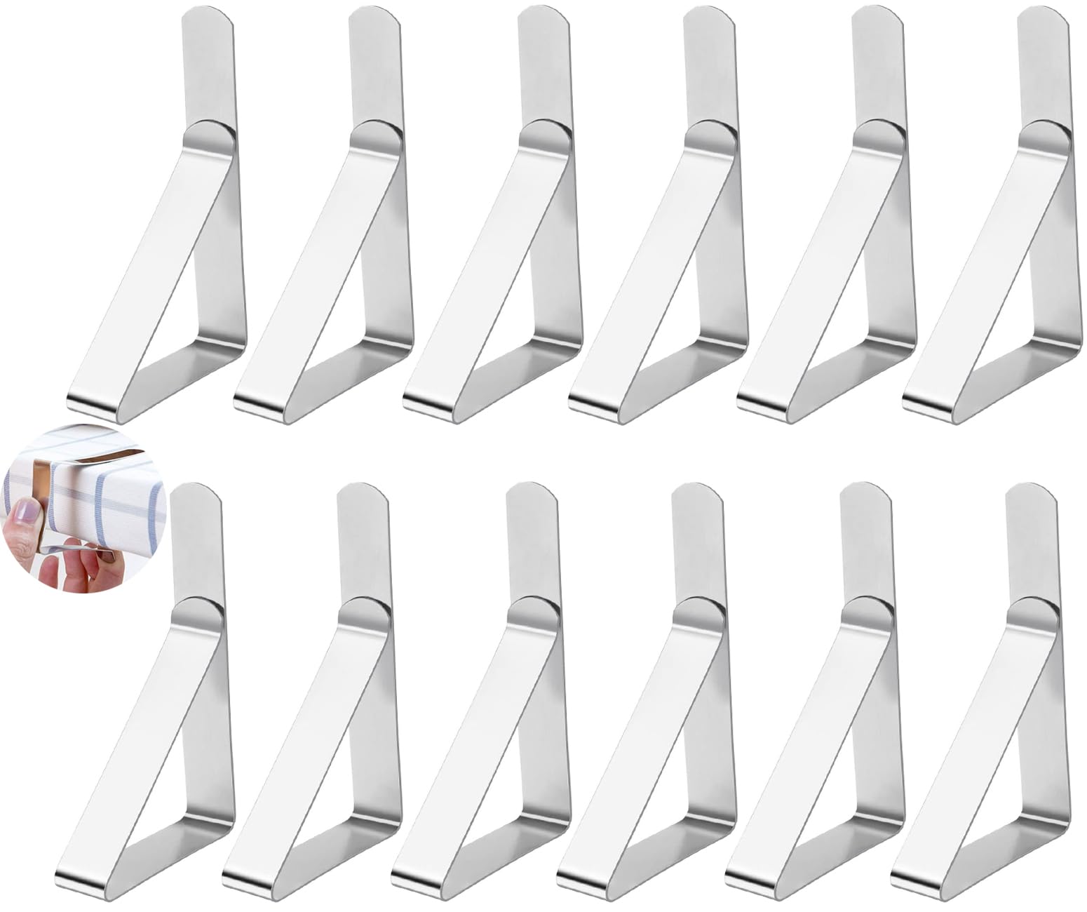 Moseem Table Cloth Clip, Tablecloth Clips 12 Pack Table Cloth Clips Stainless Steel Table Cloth Cover Clamps for Outside, Home, Dining, Picnic, Party and Wedding