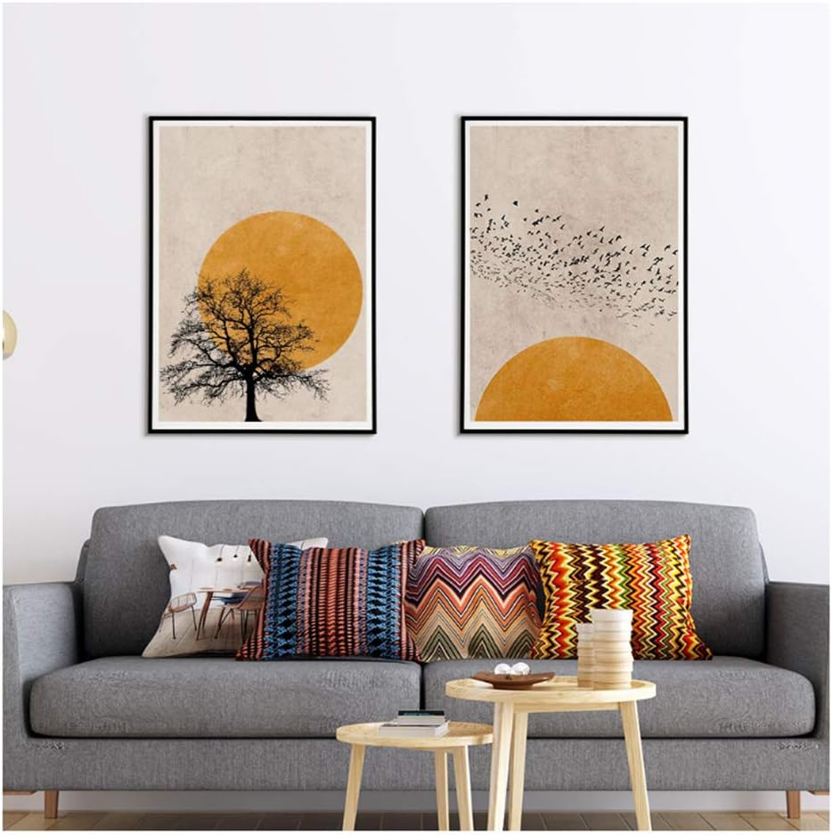 Suuyar Baum Sonnenuntergang Vögel Silhouette Poster Landschaft