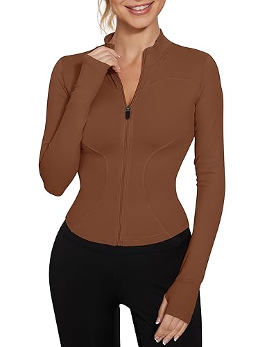 LUYAA Long Sleeve Workout Tops for Women Zip Up Lightweight