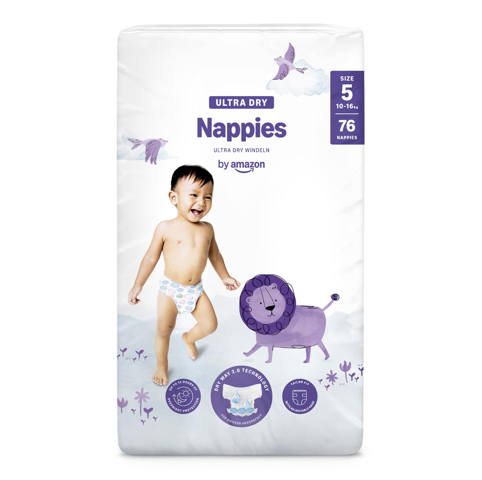 By Amazon - 76 Ultra Dry Nappies - Size 5 (10-16 kg) (Previously a Mama Bear brand, same product)