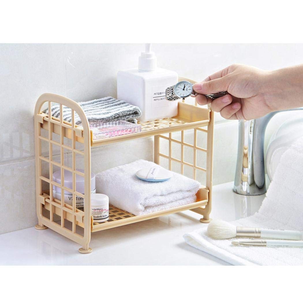 pairris Scaffale per Ripiani per ripostiglio Quadrato in plastica da Bagno a 2 Strati da Cucina Organizzazione Interni