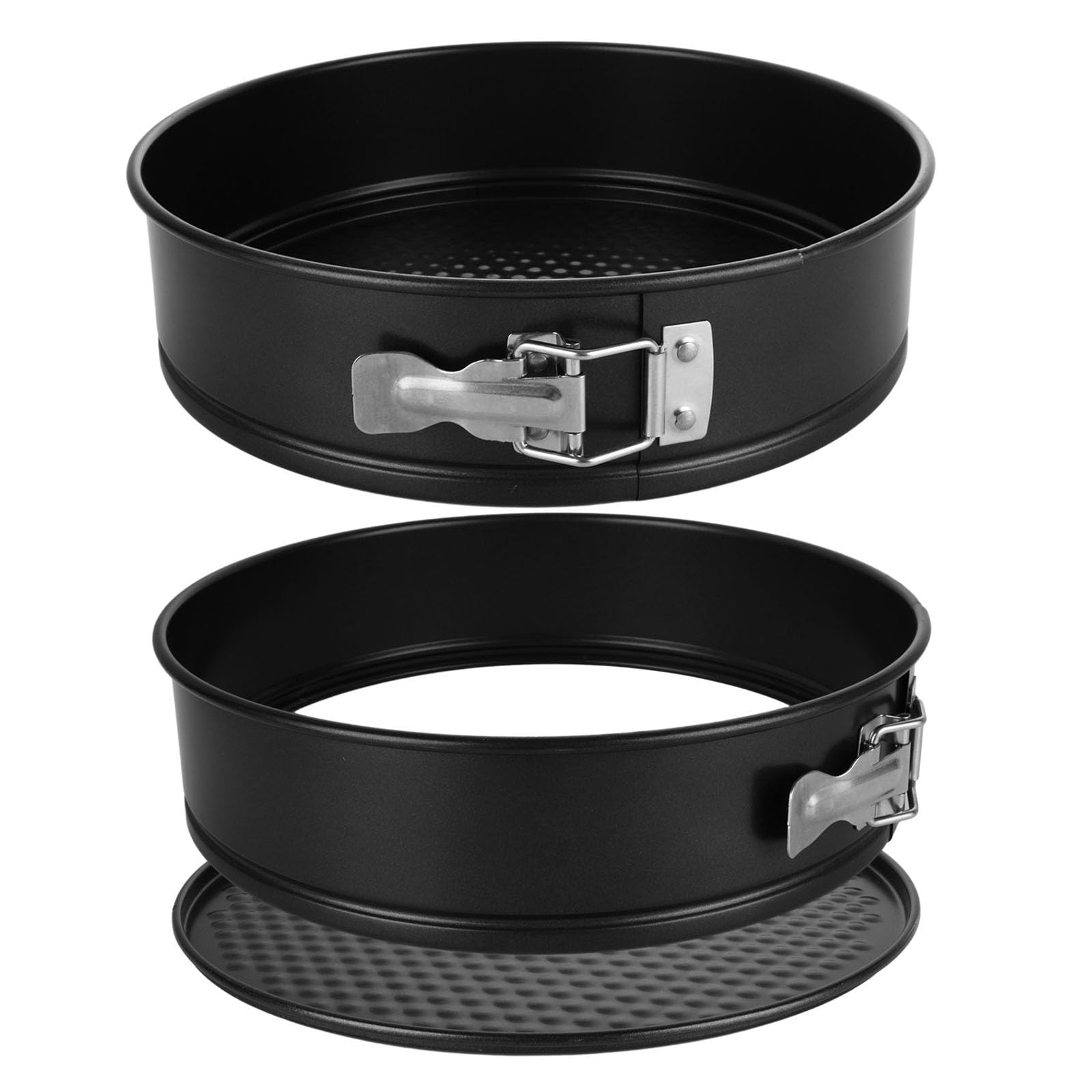 LOLYSIC 2Pcs Springform Cake Tins, 26cm 10 Inch Non Stick Cheesecake Tin with Loose Base, Carbon Steel Cake Tins Round Spring Form Pan for Baking Cheesecakes Pie Quiches