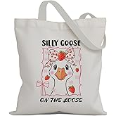 EVER-GOING TUNE Funny Animal Canvas Tote Bag,Animal Lover Gift,Cute Tote Bag for Women,Book Bag,Library bag,Market bag