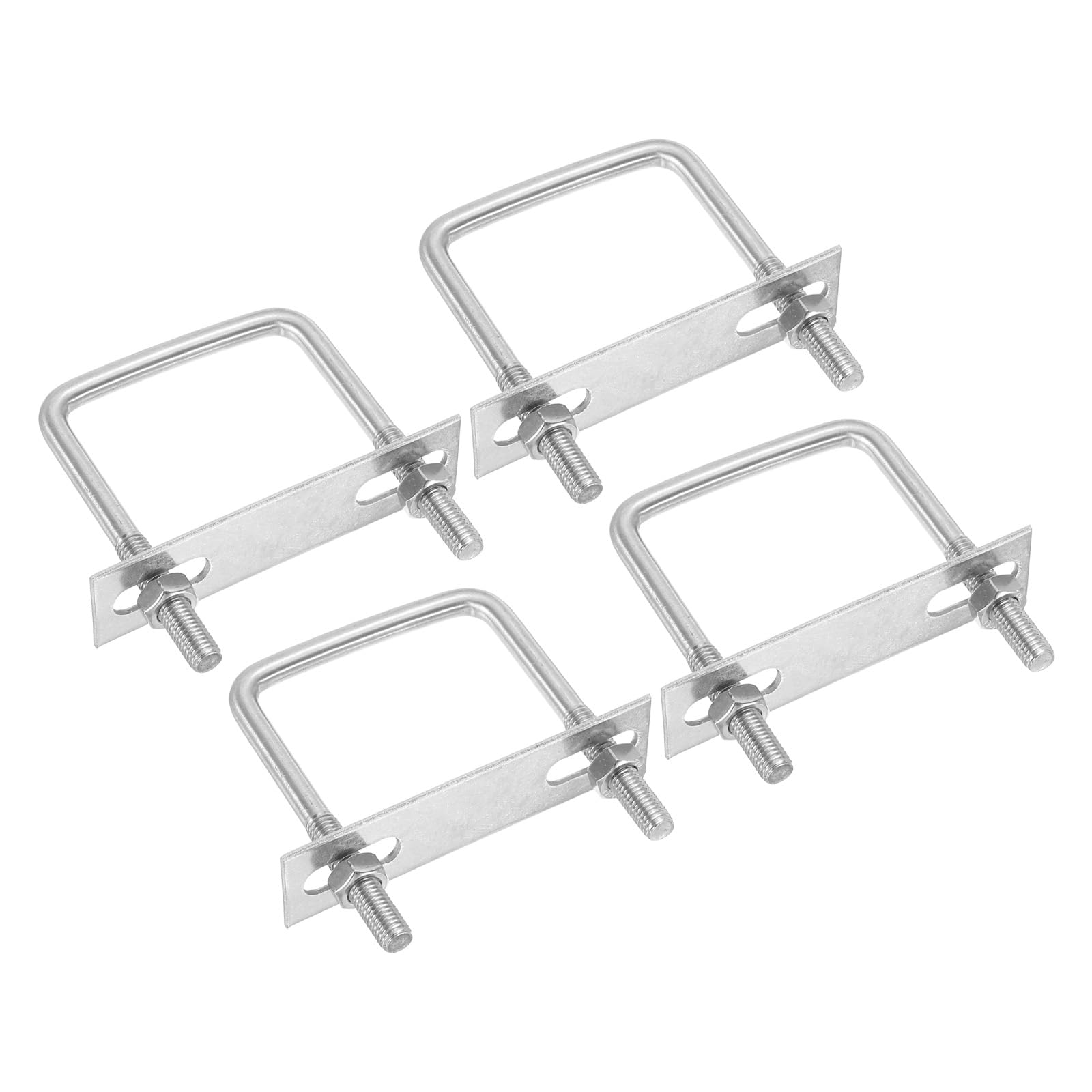 PATIKIL M8x60x60mm Square U-Bolts Kit, 4Set 304 Stainless Steel Square U Shaped Bolts Replacement Parts with Frame Plates and Nuts for Ski Board Sailboat Trailer