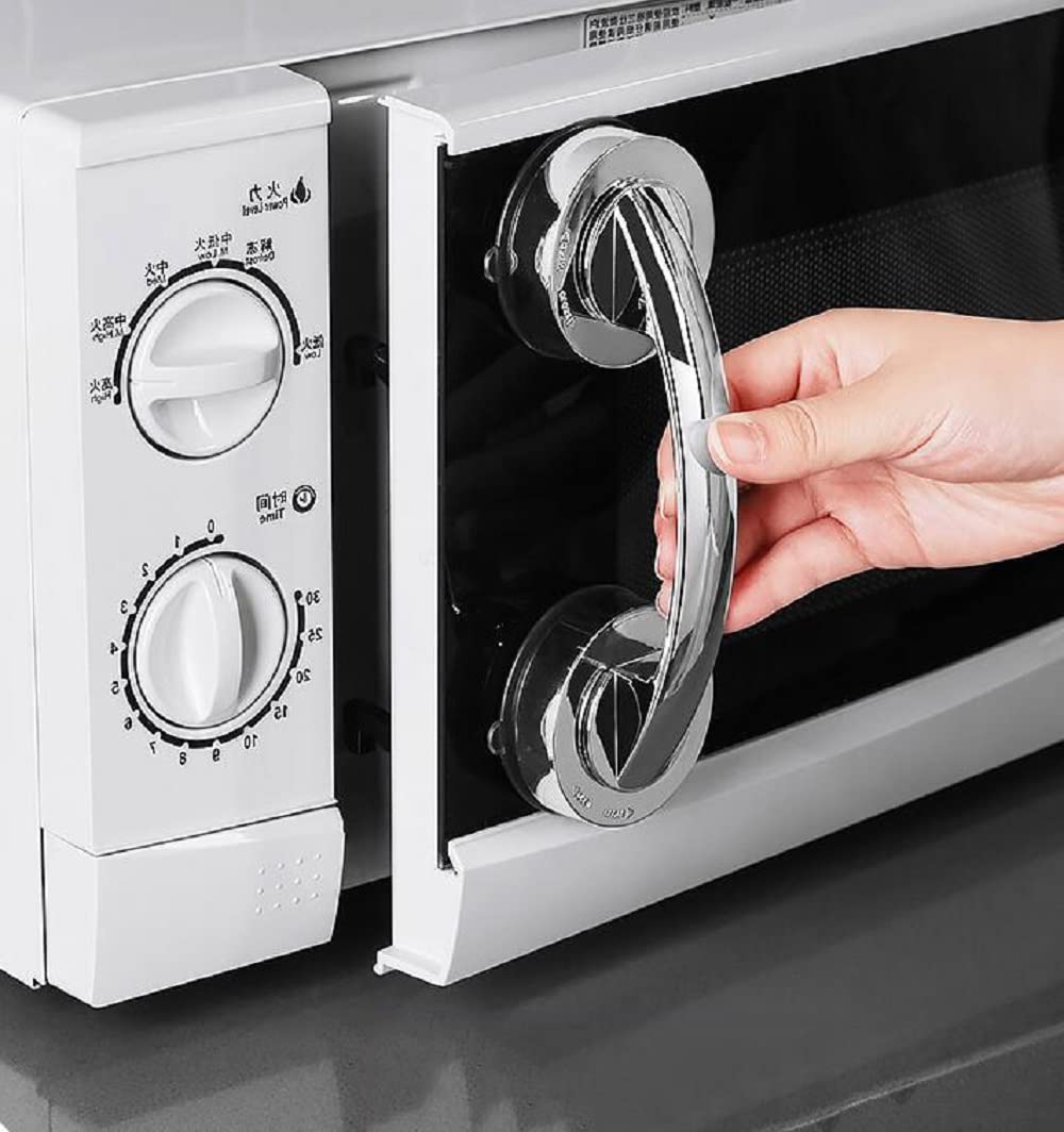 KAFENDA Large Glass Door and Window Handles, Bathroom Sliding Doors, cabinets, wardrobes, Suction Cups, Non-Marking Handles, Non-Porous Absorption Handles (Silver)